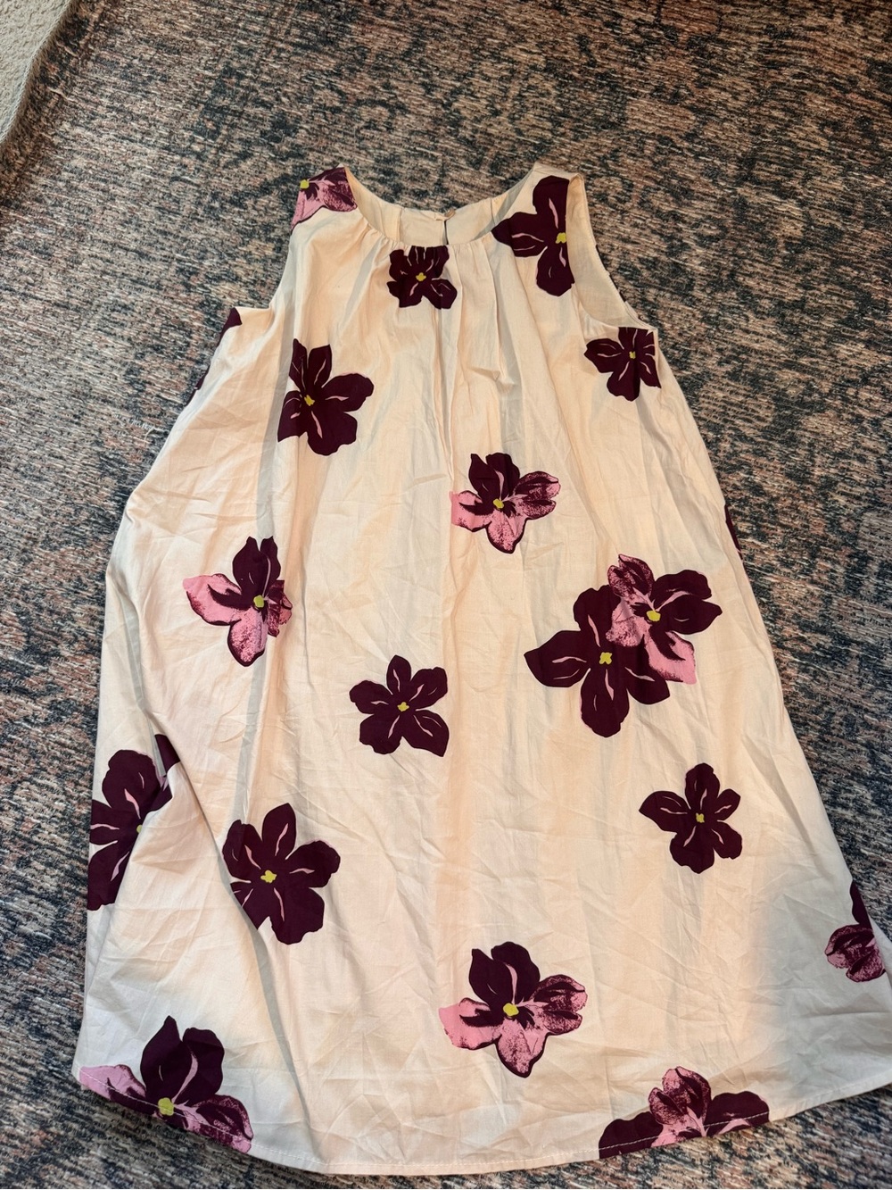 Zara Girls Cream Floral Sleeveless Dress with Purple Flowers size 9-10